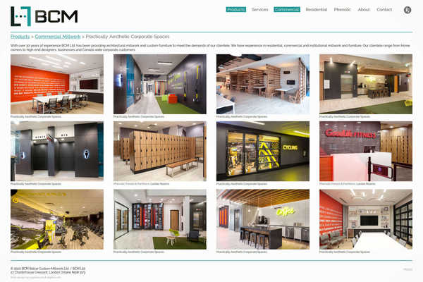 Web design by Mike Cygalski of digibee.net. London Ontario local Balcar Custom Millwork Ltd. website homepage screenshot.