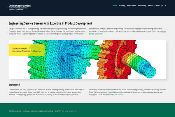 Website design by Mike Cygalski of digibee.net. London Ontario local Design Generator Inc.'s website homepage screenshot.