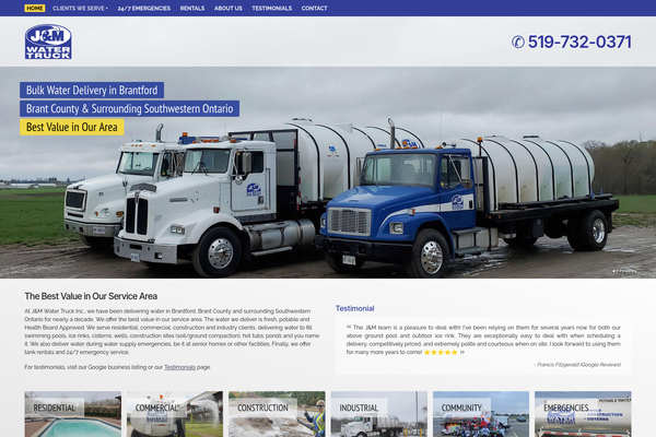 Web design by Mike Cygalski of digibee.net. Brant / Brantford based J&M Water Truck Inc.