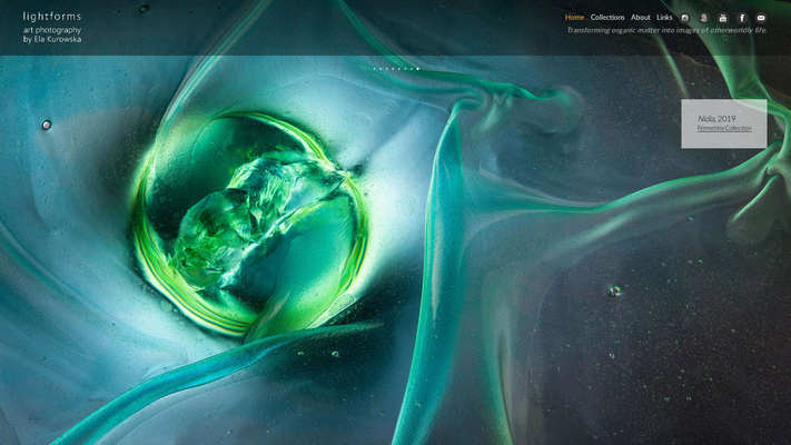 Website design by Mike Cygalski of digibee.net Web Design. Light Forms art photography website portfolio of Ela Kurowska; a representative website homepage screenshot - alternative slide.