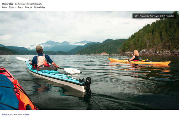 Web development by Mike Cygalski of digibee.net Web Design in London Ontario. Shollow Obeo travel photography homepage design screenshot.