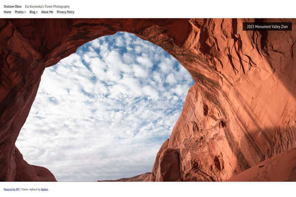 Web design by Mike Cygalski of digibee.net. Shollow Obeo travel photography website homepage screenshot - alternative photo slide.