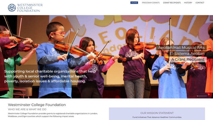 Web design by Mike Cygalski of digibee.net. Westminster College Foundation website homepage screenshot.