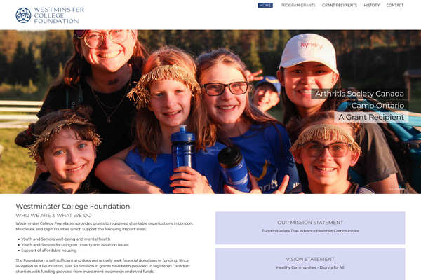 Web design by Mike Cygalski of digibee.net. Westminster College Foundation website homepage screenshot.