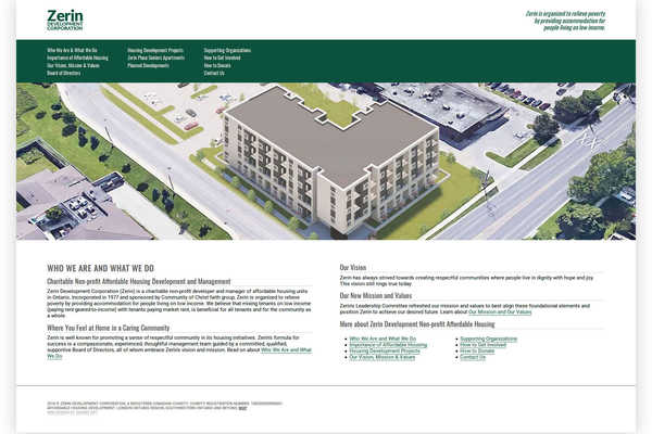 Website design by Mike Cygalski of digibee.net. London based Zerin Development Corporation  website homepage screenshot - alternative slide.